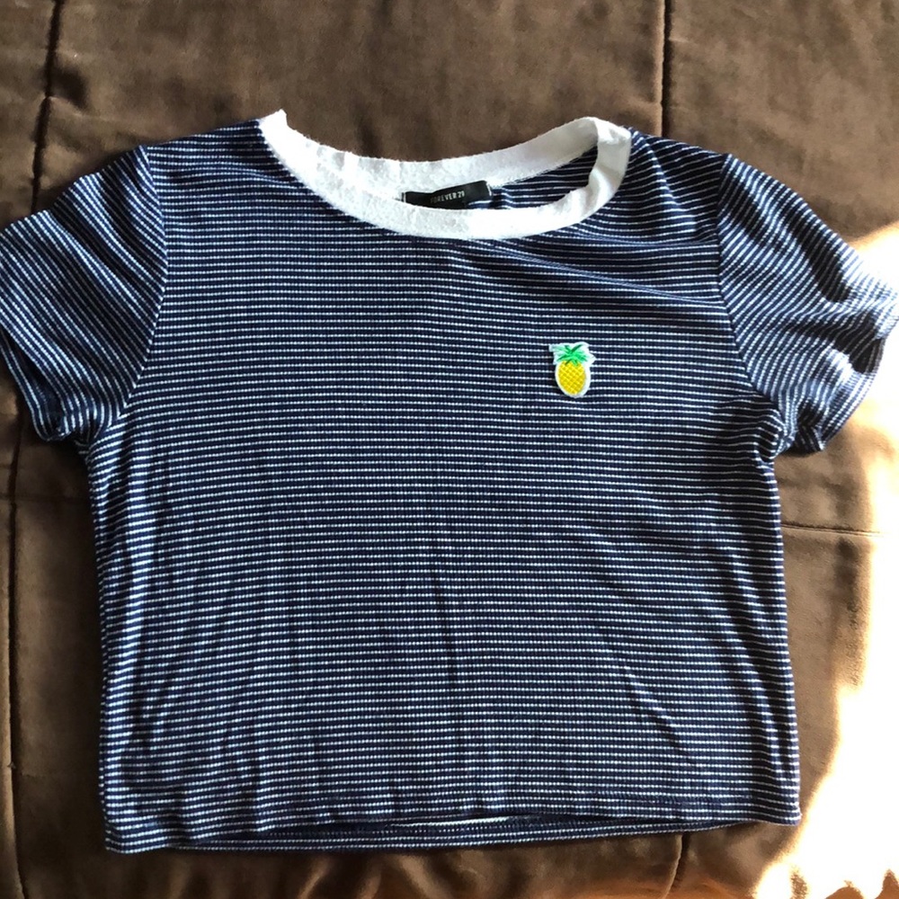 stripped crop top with pineapple patch